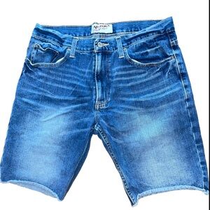 Arizona Jeans raw Shorts Mens Size 33 denim blue cut off zip fly button pocket